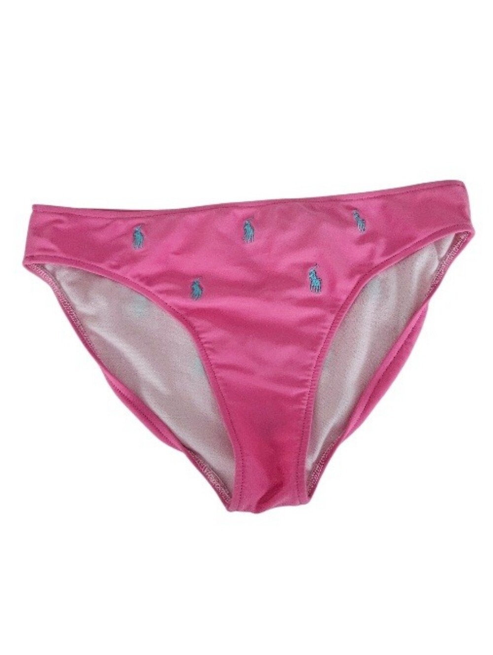 Ralph Lauren Hot Pink Bikini Bottoms with Blue Pony Embroidery
